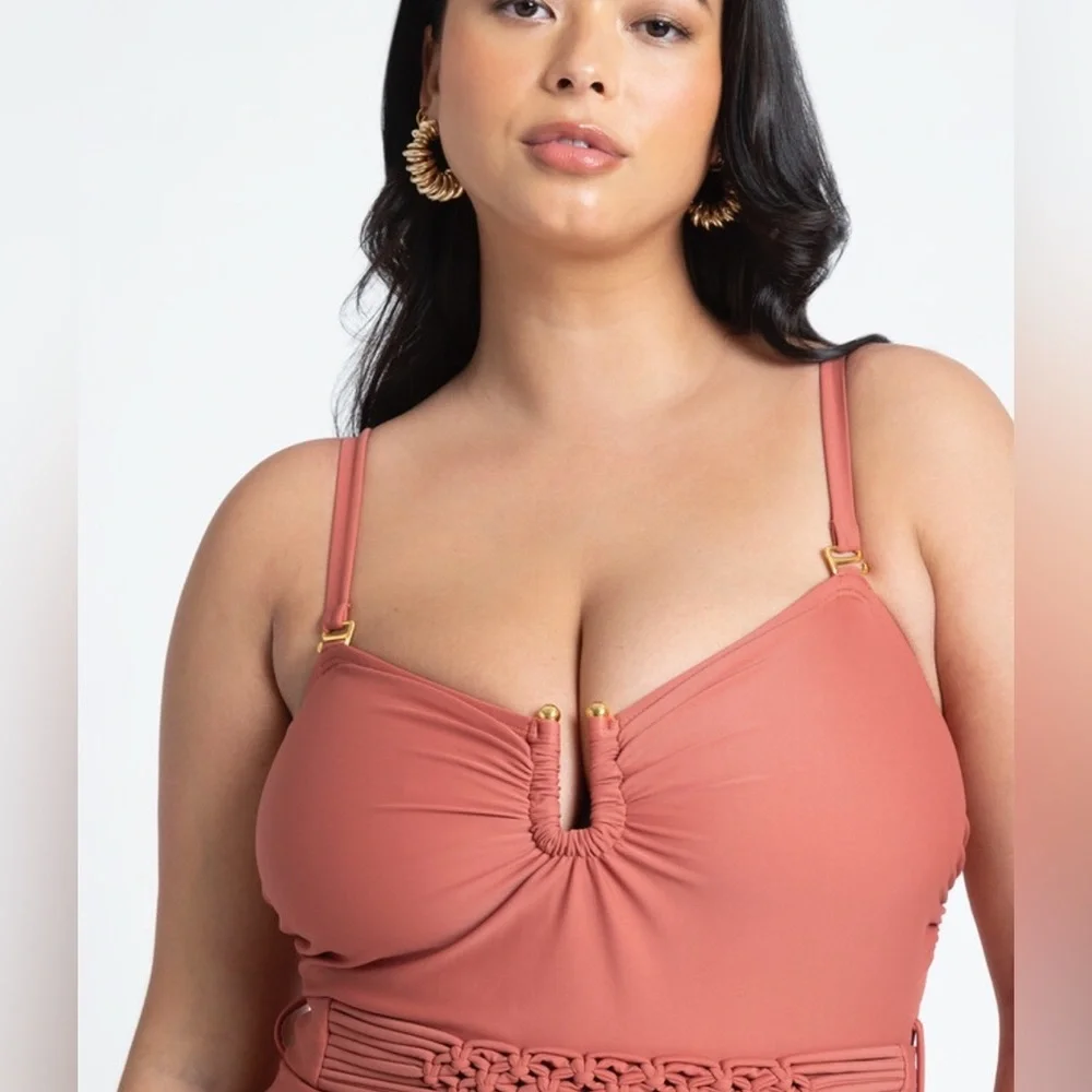 ELOQUII BRAIDED BELT ONE PIECE